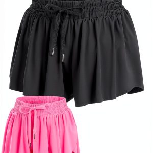 Girls Flowy Shorts by Pavo - 2 in 1 Athletic Shorts-0