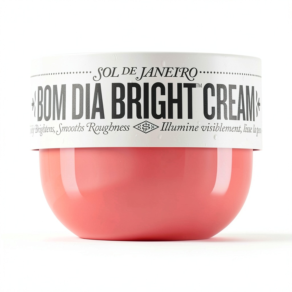 Sol de Janeiro Body Cream tube on a bathroom shelf