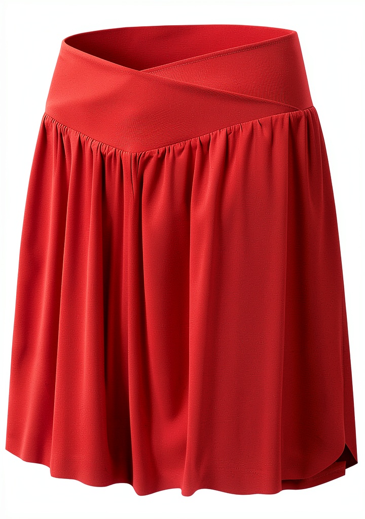 Girls cheerleading shorts set3 being tried on by a 10‑year‑old cheerleader on a gym floor
