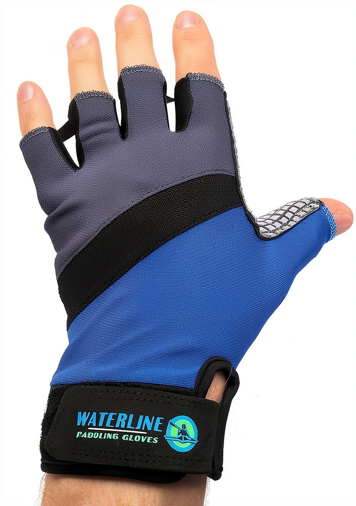 Installing WaterLine Kayaking Gloves Medium Black on a wooden desk