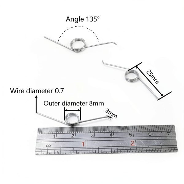 Stainless Steel Torsion Spring Set 5pcs Kryoflare 0.7mm 3-Coil-4