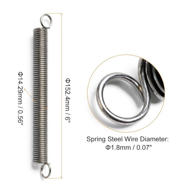 uxcell Extension Spring Hook Ends 5/8" x 6-1/2" Nickel Steel-1