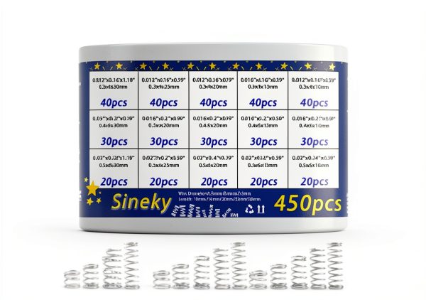 450pcs Compression Springs Assortment Kit, Small Spring Set for DIY Repair Project, 15 Different Sizes Stainless Steel Compressed Spring Kit 10-30mm (0.39"-1.18") Length-1