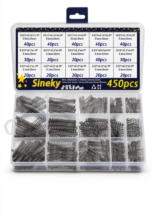 450pcs Compression Springs Assortment Kit, Small Spring Set for DIY Repair Project, 15 Different Sizes Stainless Steel Compressed Spring Kit 10-30mm (0.39"-1.18") Length-0