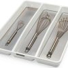 madesmart Classic Large Utensil Tray, Soft Grip, Non-Slip Kitchen Drawer Organizer, 3 Compartments, Multi-Purpose Home Organization, BPA Free, White-1